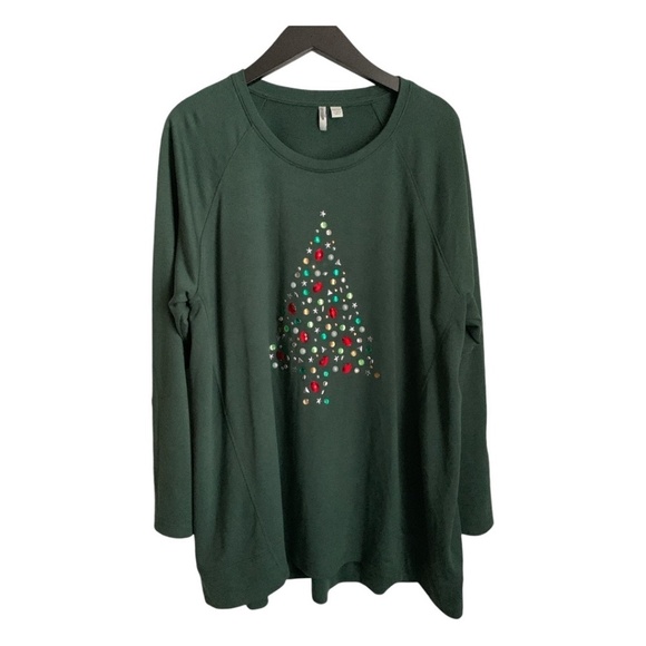 Cato Women's Green Shirt Size 18/20W Christmas Tree - Picture 2 of 7